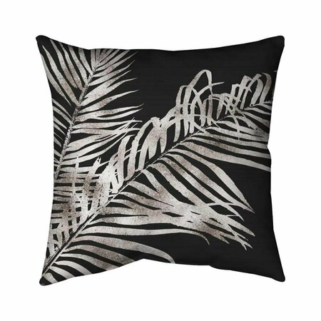 BEGIN HOME DECOR 26 x 26 in. Tropical Gold Leaves-Double Sided Print Indoor Pillow 5541-2626-FL305